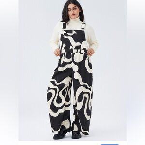 Cider Black and White Abstract Jumpsuit